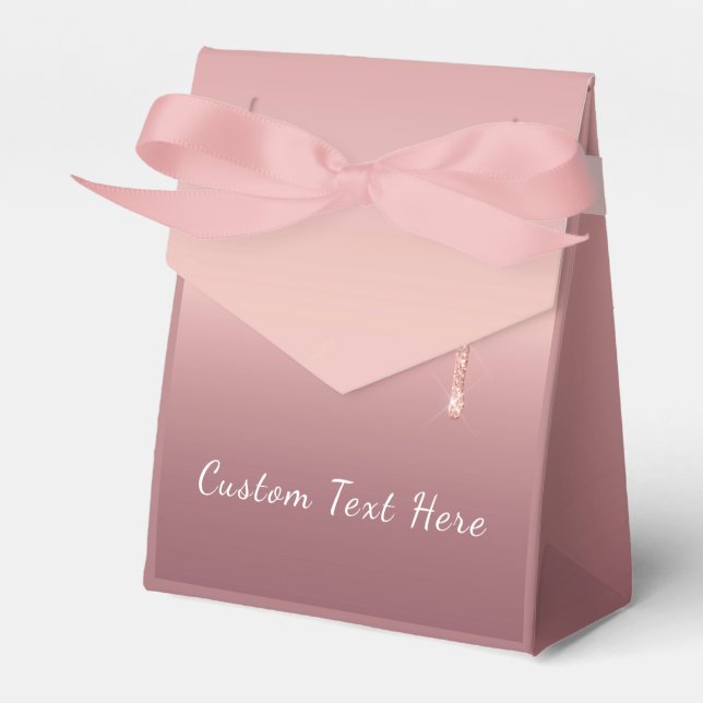 Rose Gold Blush Glitter Custom Text Favor Box Gift (Front Side)