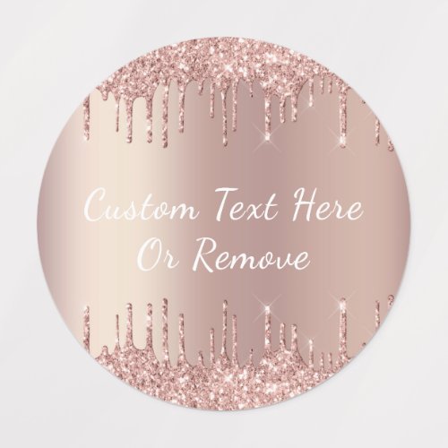 Rose Gold Blush Glitter Custom Text Gift Labels