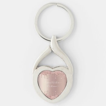 Rose Gold Blush Glitter Custom Text Keychain Gift by Migned at Zazzle