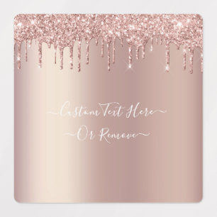 Rose Gold Blush Glitter Custom Text Labels