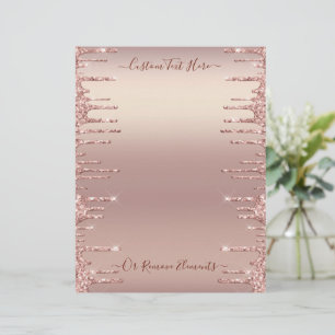 Rose Gold Blush Glitter Custom Text Letterhead