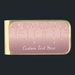 Rose Gold Blush Glitter Custom Text Money Clip<br><div class="desc">Money Clips with Custom Text Rose Gold Blush Glitter Sparkle Drips Pink Money Clip Gift - Add Your Unique Text / Name or Remove Text - Make Your Special Gift - Resize and move or remove and add text / elements with Customization tool. Design by MIGNED. Choose fonts / size...</div>