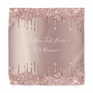 Rose Gold Blush Glitter Custom Text Name Bandana