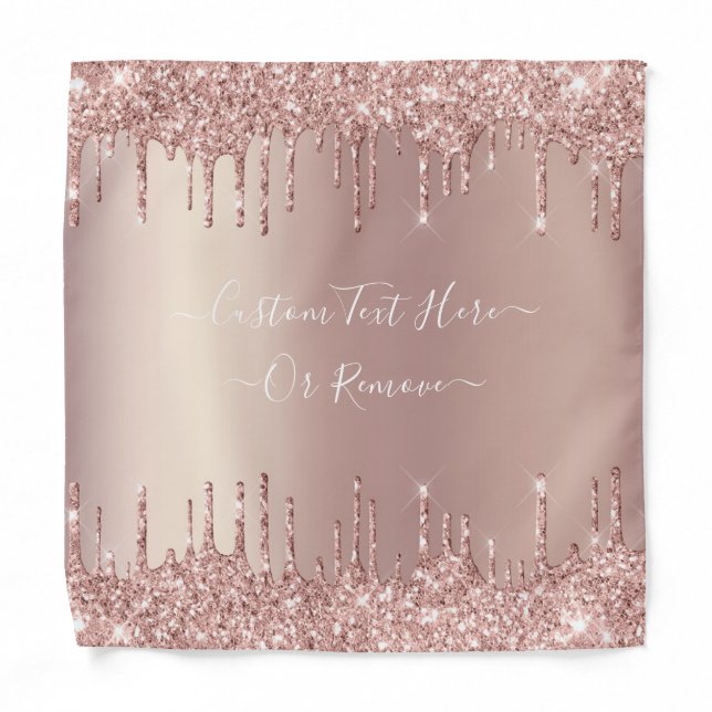 Rose Gold Blush Glitter Custom Text Name Bandana (Front)
