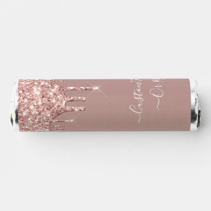 Rose Gold Blush Glitter Custom Text Name Gift Breath Savers® Mints