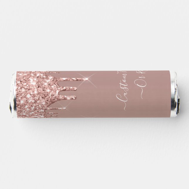 Rose Gold Blush Glitter Custom Text Name Gift Breath Savers® Mints (Left)