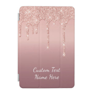 Rose Gold Blush Glitter Custom Text Name Gift iPad Mini Cover