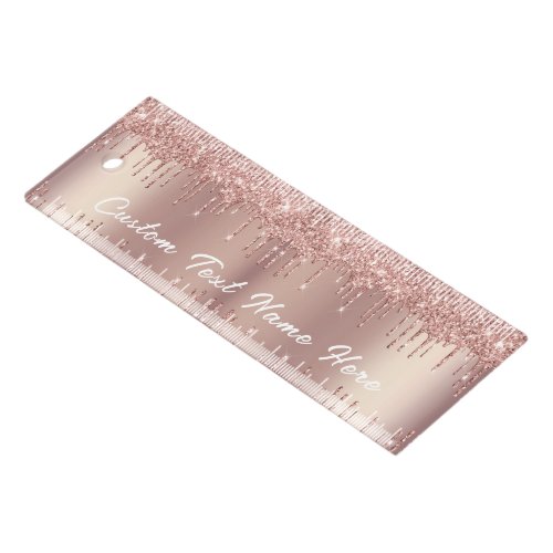 Rose Gold Blush Glitter Custom Text Name Ruler