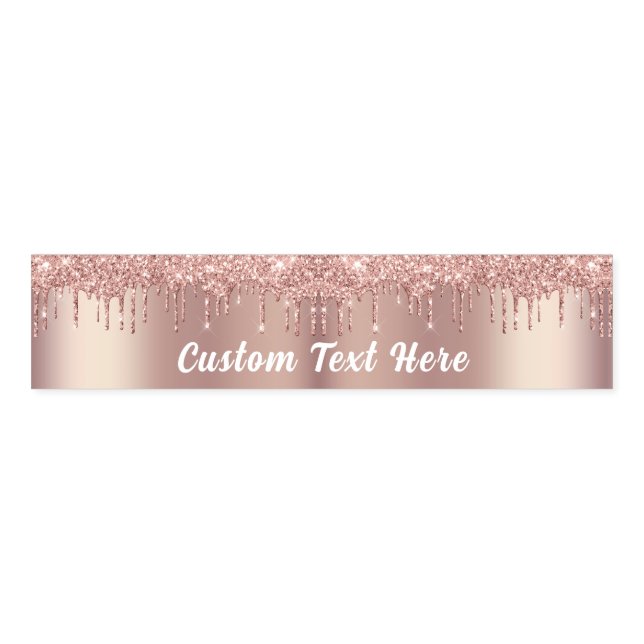Rose Gold Blush Glitter Custom Text Napkin Bands (Unfolded)