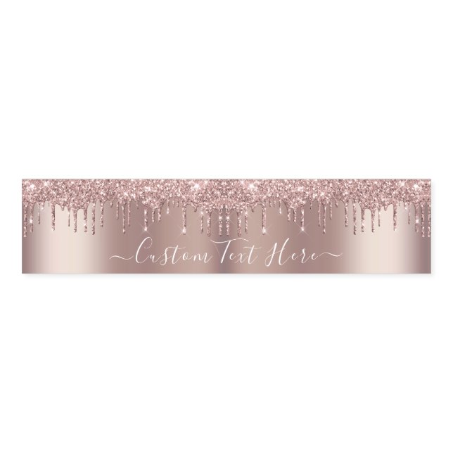 Rose Gold Blush Glitter Custom Text Napkin Bands (Unfolded)