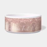 Rose Gold Blush Glitter Custom Text Pet Bowl<br><div class="desc">Rose Gold Blush Glitter Sparkle Drips Custom Text Pink Modern - Add Your Unique Text or Remove Text - Make Your Special Gift - Resize and move or remove and add text / elements with customization tool. Design by MIGNED. Please see my other projects. You can also transfer this designs...</div>