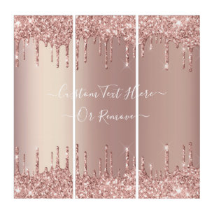 Rose Gold Blush Glitter Custom Text Triptych