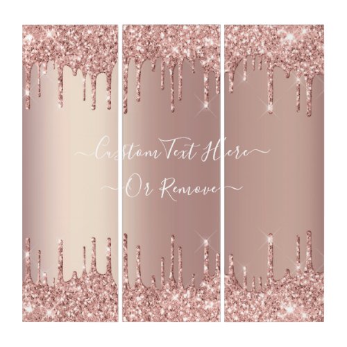 Rose Gold Blush Glitter Custom Text Triptych