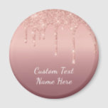 Rose Gold Blush Glitter Custom Text Wedding Magnet<br><div class="desc">Magnets with Custom Text Rose Gold Blush Glitter Sparkle Drips Pink Wedding or Party Supplies / Gift - Add Your Unique Text / Name or Remove Text - Make Your Special Magnet Gift - Resize and move or remove and add text / elements with customization tool. Design by MIGNED. Please...</div>