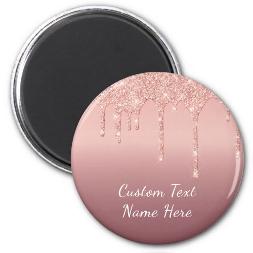 Rose Gold Blush Glitter Custom Text Wedding Magnet