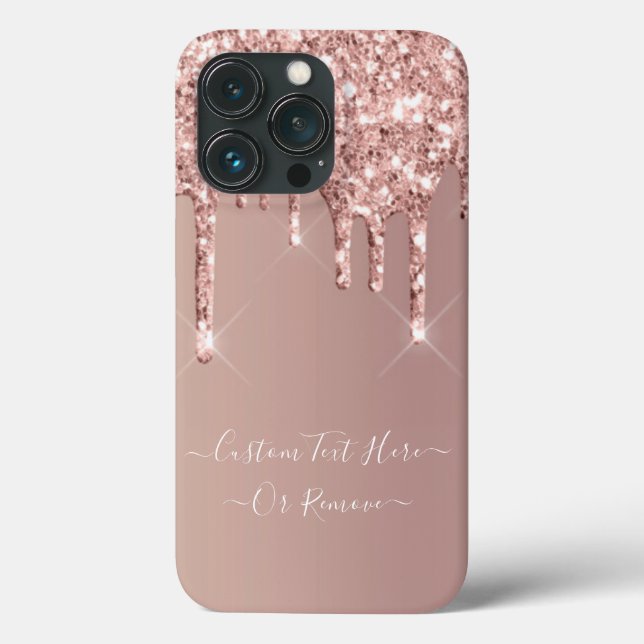 Rose Gold Blush Glitter Custom Text Your Gift Case-Mate iPhone Case (Back)