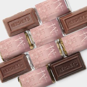 Rose Gold Blush Glitter Custom Your Letter Name Hershey's Miniatures