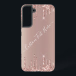Rose Gold Blush Glitter Drips Custom Text Name Samsung Galaxy S22  Case<br><div class="desc">Rose Gold Blush Glitter Sparkle Drips Custom Text Pink Modern - Add Your Unique Text / Name or Remove Text - Make Your Special Gift - Resize and move or remove and add text / elements with customization tool. Design by MIGNED. Please see my other projects. You can also transfer...</div>