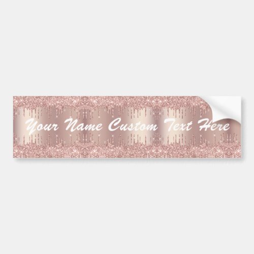 Rose Gold Blush Glitter Drips Custom Text Sticker