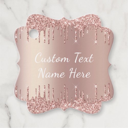 Rose Gold Blush Glitter Drips Favor Tags Add Text 