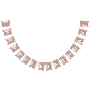 Rose Gold Blush Glitter Drips - Happy Birthday Bunting Flags