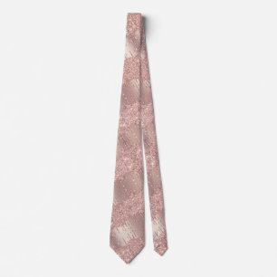 Rose Gold Blush Glitter Drips Neck Tie