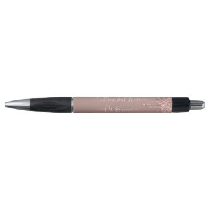 Rose Gold Blush Glitter Drips Pen Custom Name