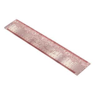 Rose Gold Blush Glitter Drips Ruler - Your Text