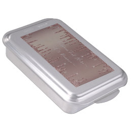 Rose Gold Blush Glitter Drips Text Cake Pan