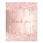 Rose gold blush glitter drips thank you flyer (Front)
