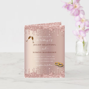 Rose Gold Blush Glitter Drips Wedding Invitation
