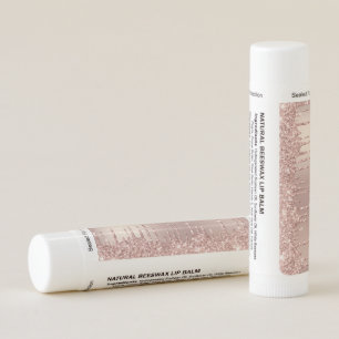 Rose Gold Blush Glitter Drips Your Text Lip Balm