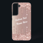 Rose Gold Blush Glitter Drips Your Text Name Samsung Galaxy S22  Case<br><div class="desc">Rose Gold Blush Glitter Sparkle Drips Custom Text Pink Modern - Add Your Unique Text / Name or Remove Text - Make Your Special Gift - Resize and move or remove and add text / elements with customization tool. Design by MIGNED. Please see my other projects. You can also transfer...</div>