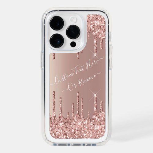 Rose Gold Blush Glitter Drips Your Text Name Speck iPhone 14 Pro Case