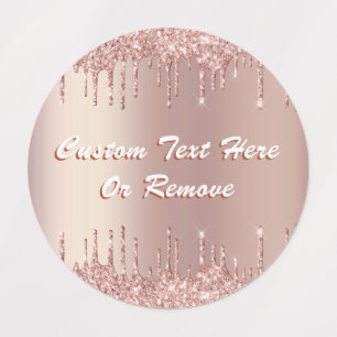 Rose Gold Blush Glitter Labels Custom Text - Name