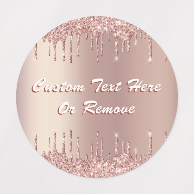 Rose Gold Blush Glitter Labels Custom Text - Name (Design 3)