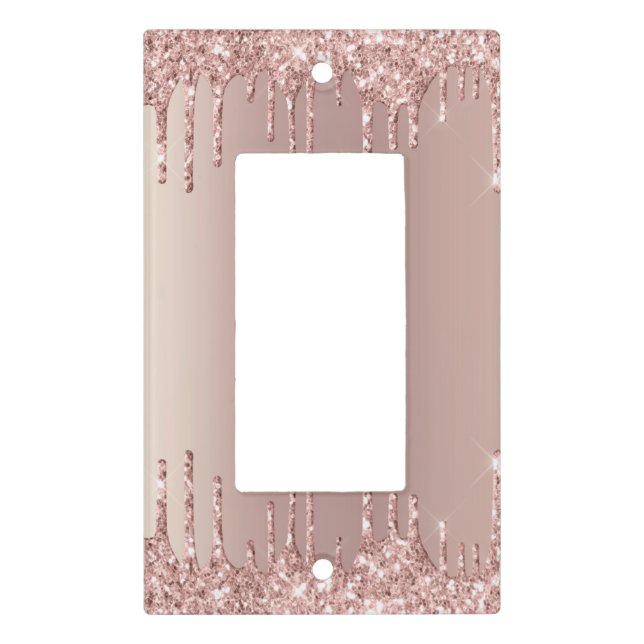Rose Gold Blush Glitter Light Switch Cover (Front)