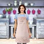 Rose gold blush glitter monogram initials name  apron<br><div class="desc">A blush,  rose gold background,  decorated with faux glitter dust.  Personalize and add your monogram initials and name. Modern block letters.</div>