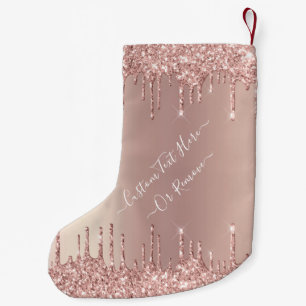 Rose Gold Blush Glitter Name Christmas Stocking