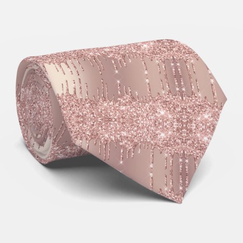 Rose Gold Blush Glitter Neck Tie _ Sparkle Drips