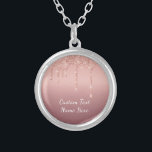 Rose Gold Blush Glitter Necklace Custom Text Name<br><div class="desc">Personalized Custom Text Name Necklace with Rose Gold Blush Glitter Sparkly Drips Modern Necklaces - Your Birthday / Anniversary / Wedding Gift / Supplies - Add Your Unique Text / Name or Remove Text - Choose Fonts / Size / Color - Make Your Special Gift - Resize and move or...</div>