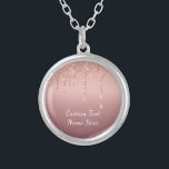Rose Gold Blush Glitter Necklace Custom Text Name<br><div class="desc">Personalized Custom Text Name Necklace with Rose Gold Blush Glitter Sparkly Drips Modern Necklaces - Your Birthday / Anniversary / Wedding Gift / Supplies - Add Your Unique Text / Name or Remove Text - Choose Fonts / Size / Color - Make Your Special Gift - Resize and move or...</div>