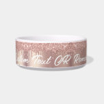 Rose Gold Blush Glitter Pets Bowl with Custom Text<br><div class="desc">Personalized Custom Text Pet Bowls with Rose Gold Blush Glitter Sparkle Drips Modern Pet Bowl - Add Your Unique Text or Remove Text - Make Your Special Gift - Resize and move or remove and add text / elements with customization tool. Design by MIGNED. Please see my other projects. You...</div>
