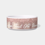 Rose Gold Blush Glitter Pets Bowl with Custom Text<br><div class="desc">Personalized Custom Text Pet Bowls with Rose Gold Blush Glitter Sparkle Drips Modern Pet Bowl - Add Your Unique Text or Remove Text - Make Your Special Gift - Resize and move or remove and add text / elements with customization tool. Design by MIGNED. Please see my other projects. You...</div>