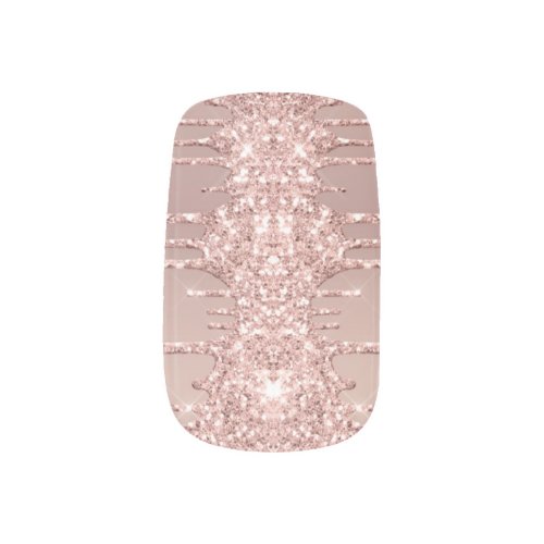 Rose Gold Blush Glitter Shiny Sparkle Glossy Drips Minx Nail Art