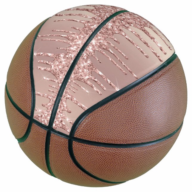 Rose Gold Blush Glitter Sparkle Basketball Gift (Angled)