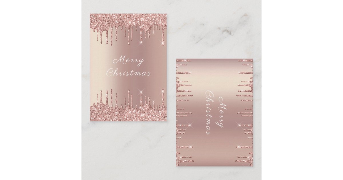 Rose Gold Blush Glitter Sparkle Christmas Card Zazzle