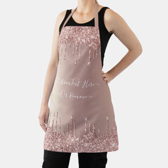 Rose Gold Blush Glitter Sparkle Custom Text Apron (Insitu)