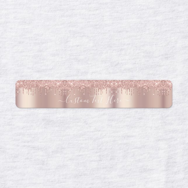 Rose Gold Blush Glitter Sparkle Drips - Add Text Labels (Design 3)