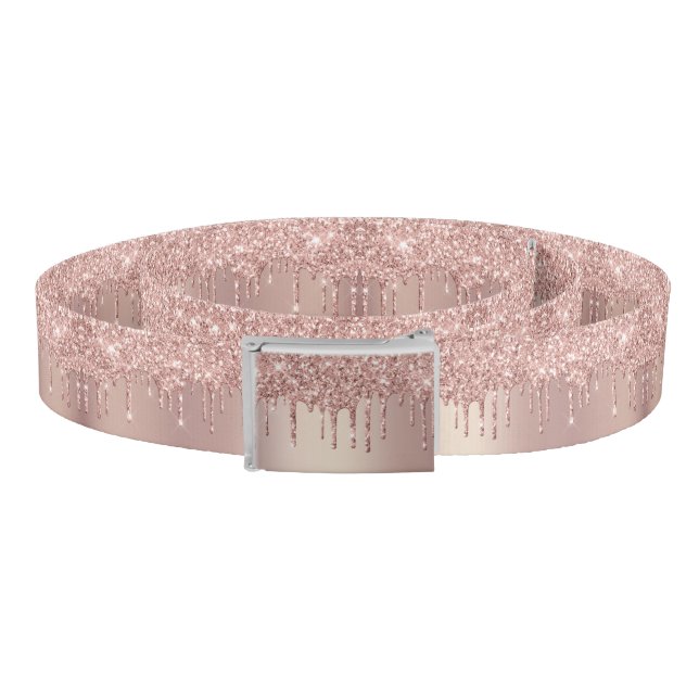 Rose Gold Blush Glitter Sparkle Drips Belt Gift (Coil)